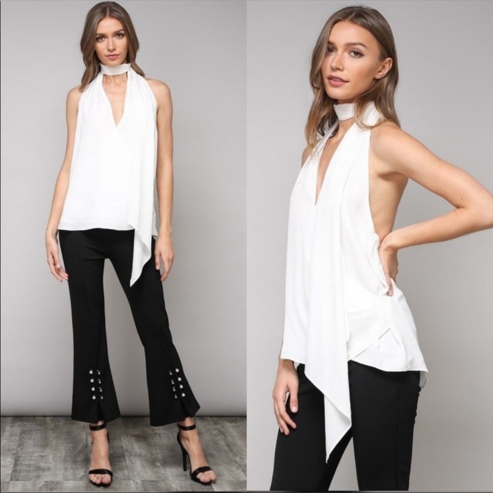 RISQUÉ Neck Tie Surplice Halter